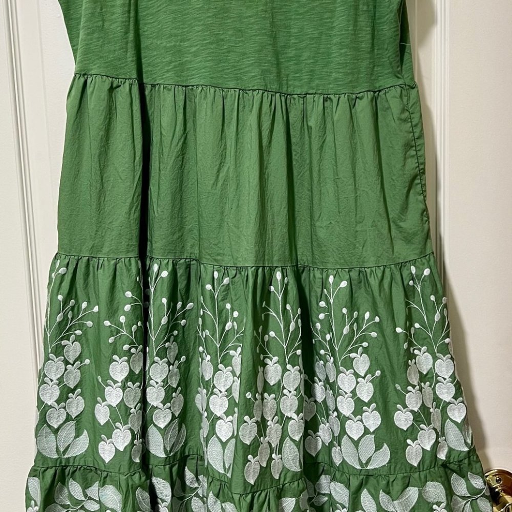 Boden Embroidered Tiered Midi Dress